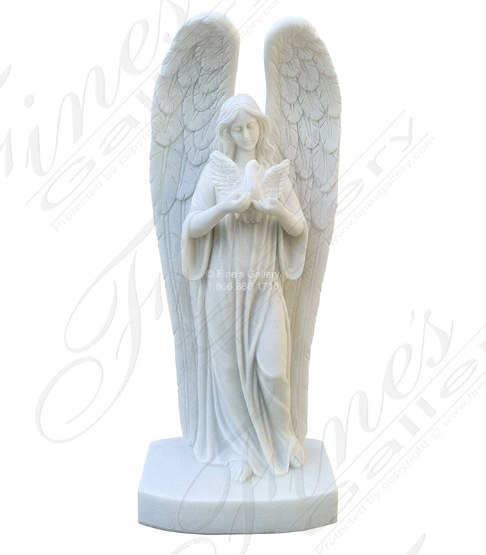 Marble Memorials  - Angel With Dove Memorial - MEM-491