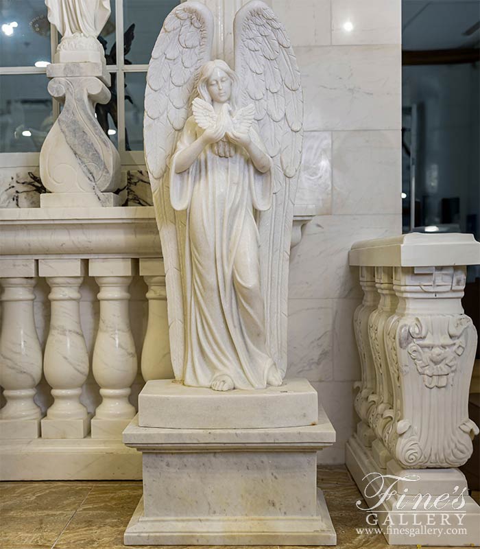 Marble Memorials  - Angel With Dove Memorial - MEM-491