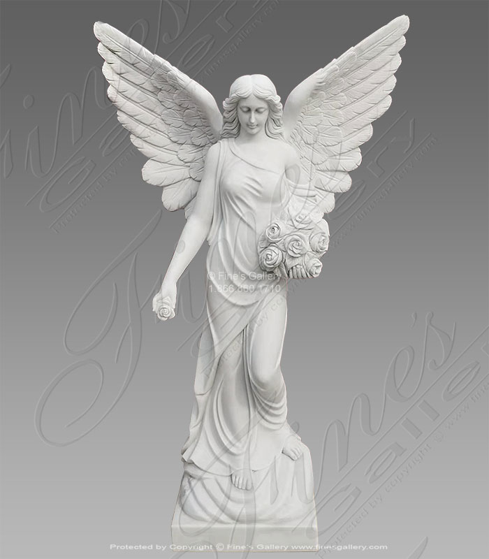 Marble Memorials  - Endearing Marble Angel Monument  - MEM-501