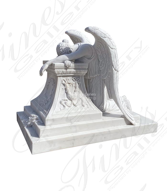 Marble Memorials  - Weeping Angel Marble Memorial - MEM-521