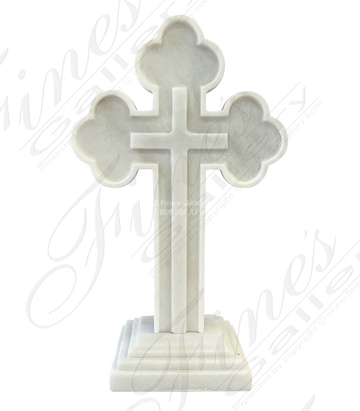 Marble Memorials  - A Celtic Cross In Statuary White Marble - MEM-531