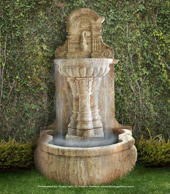 Marble Fountains  - Tuscan Villa Travertine Wall Fountain - MF-1011