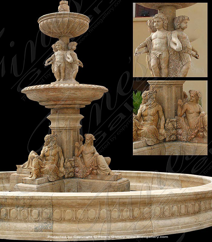 Marble Fountains  - Cream Marble Grecian Ladies Fountain - MF-371
