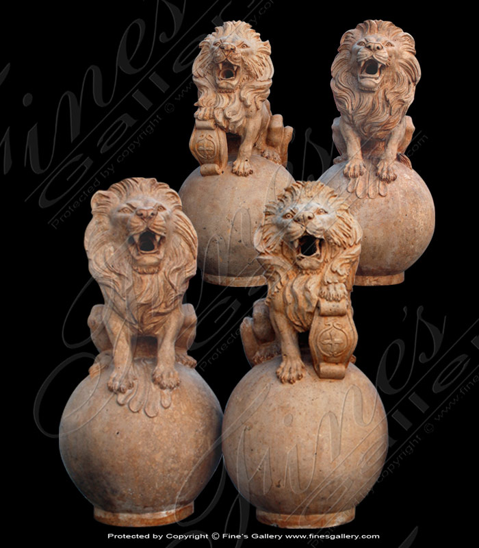 Marble Fountains  - Majestic Lion Marble Fountain - MF-1059