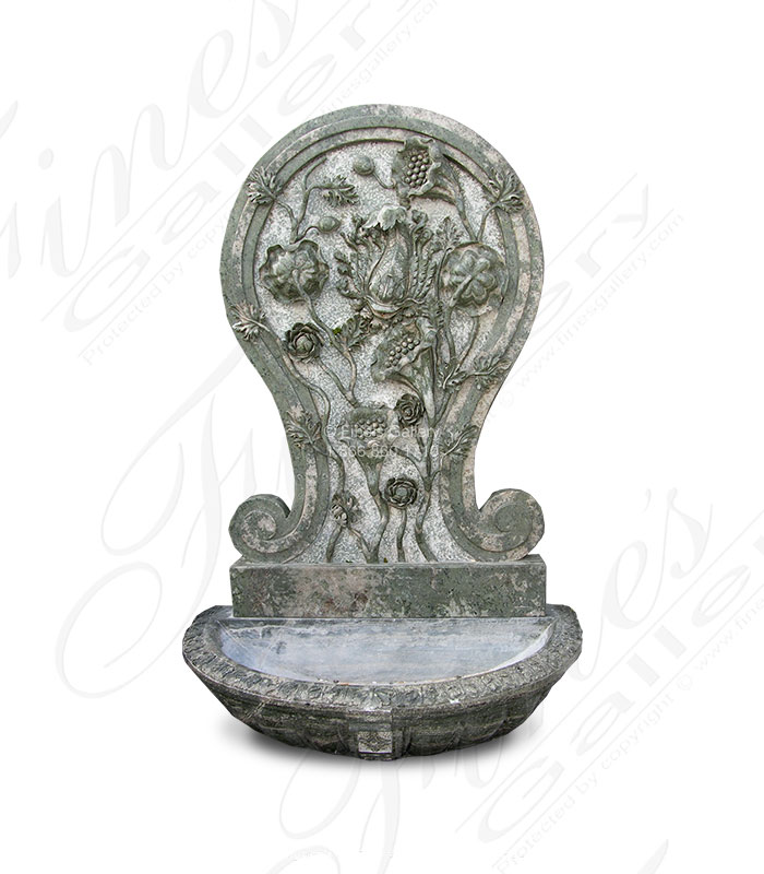 Marble Fountains  - Myth Fish Flowers Marble Wall Fountain - MF-1065