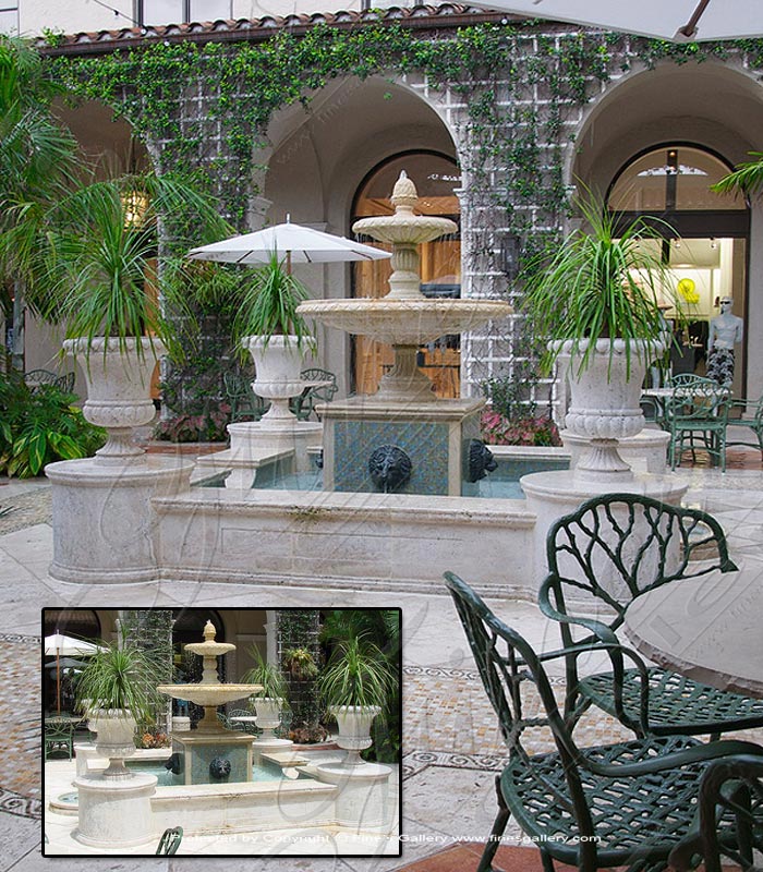Marble Fountains  - Courtyard Planter Marble Fountain - MF-1070
