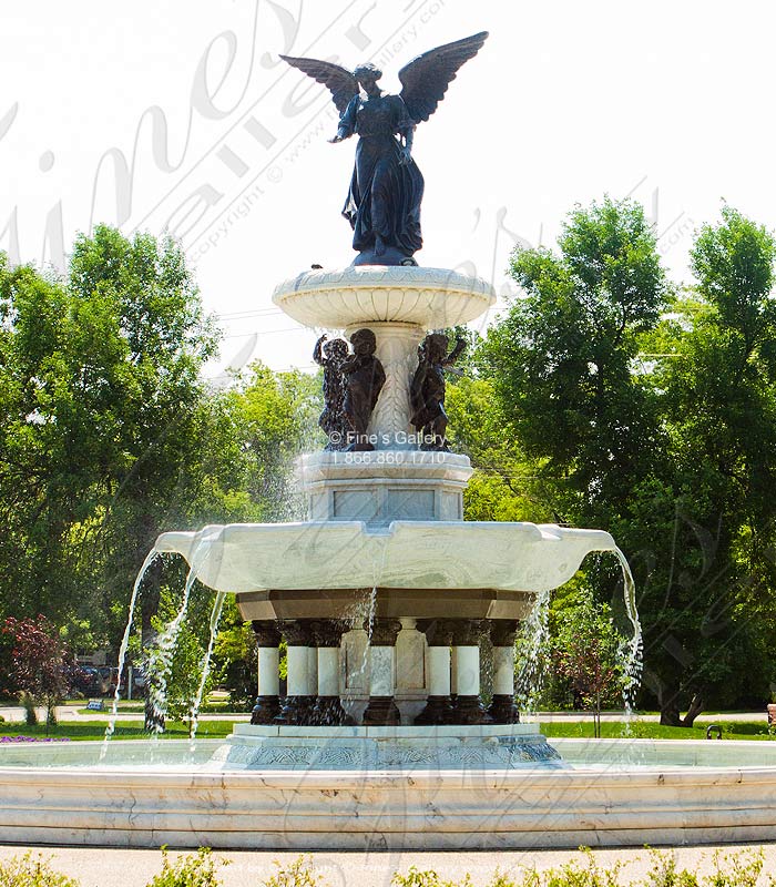 New York City, Manhattan, Central Park, Angel of the Waters Fountain,  Bethesda Terrace Solid-Faced Canvas Print