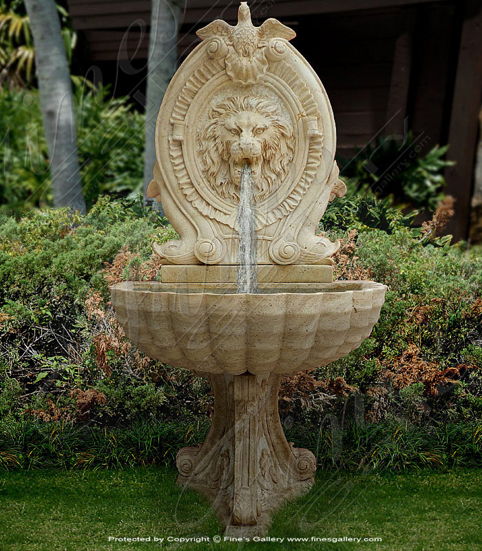 Marble Fountains  - Antique Marble Lion Fountain - MF-1124