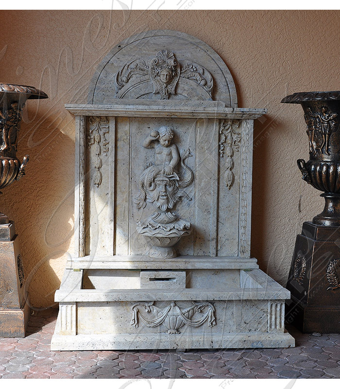 Search Result For Marble Fountains  - Classic Italian Wall Fountain In White Marble - MF-1699