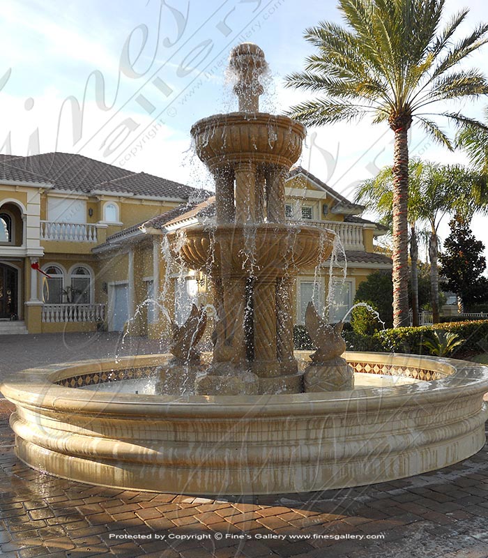 Search Result For Marble Fountains  - Two Tiered Spiral Column Fountain In Granite - MF-1305