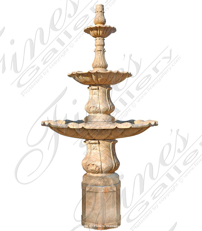 Marble Fountains  - Tuscan Gardens Beige Travertine Fountain - MF-1563