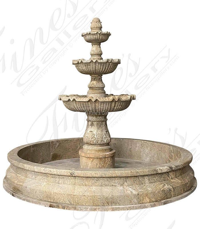 Marble Fountains  - 10 Ft Diameter Three Tiered Granite Fountain - MF-1450