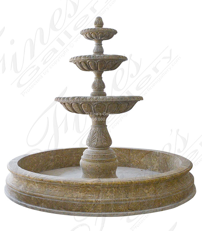 Three Tiered Antique Gold Granite Fountain 