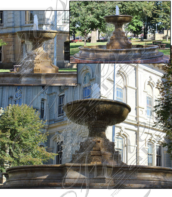 Marble Fountains  - Antique Gold Granite Fountain - MF-1197