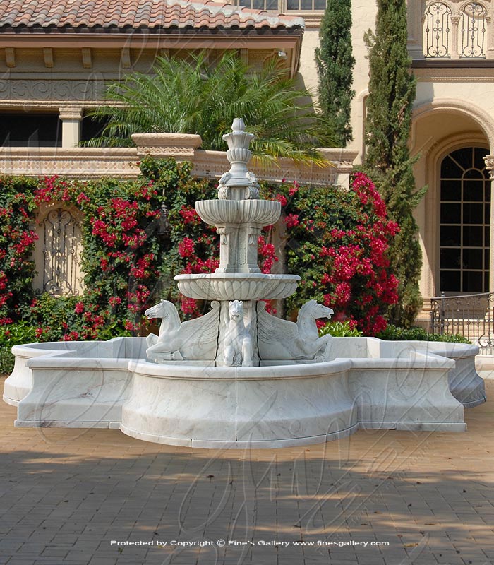 Search Result For Marble Fountains  - Antiqued Four Horse Marble Fountain - MF-1628