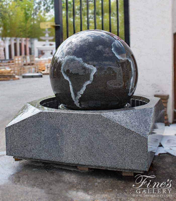 Marble Fountains  - Black Granite Sphere - MF-1222