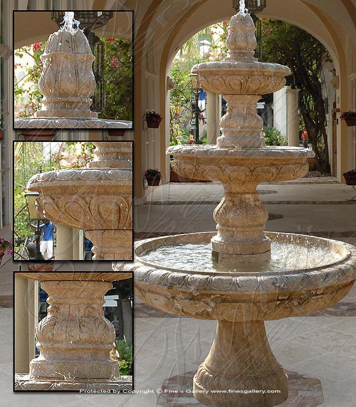 Marble Fountains  - Three Tiered Fountain In Light Travertine - MF-127