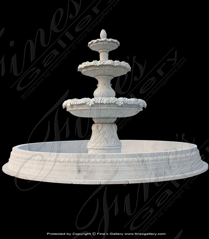 Marble Fountains  - Classical Three Tiered Fountain In Cream Marble - MF-1098
