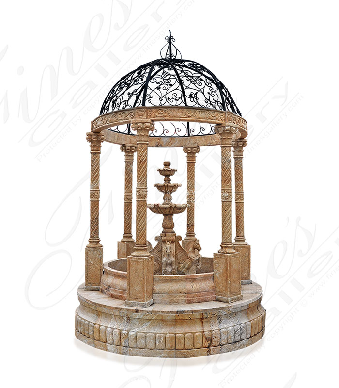 Marble Fountains  - Antique Marble Gazebo And Fountain  - MF-427