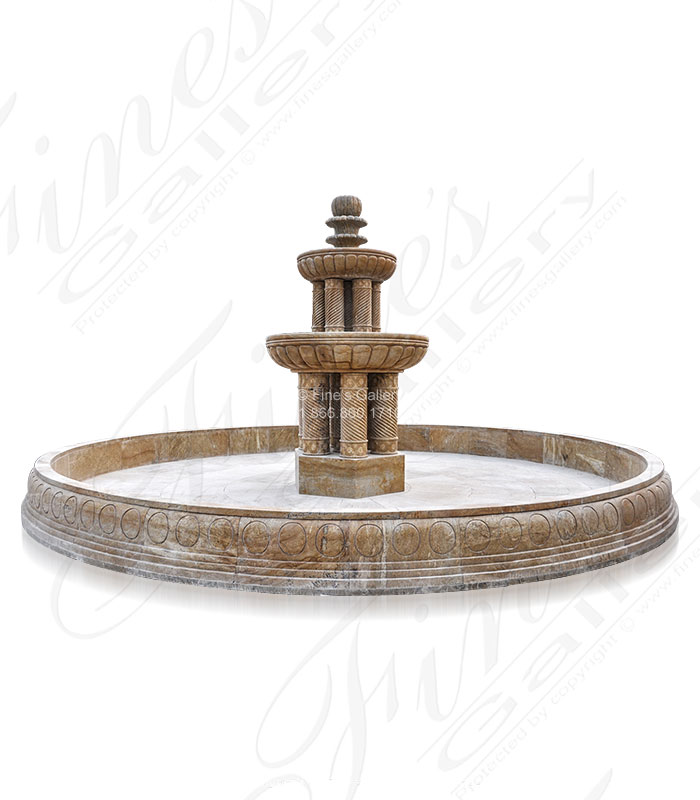 Marble Fountains  - Two Tiered Spiral Column Fountain In Granite - MF-1305