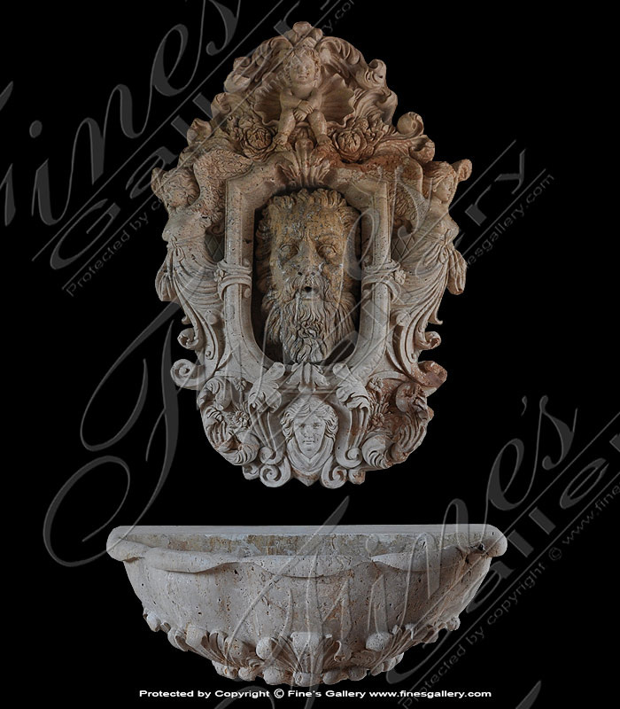 Marble Fountains  - Beige Marble Wall Fountain - MF-1721