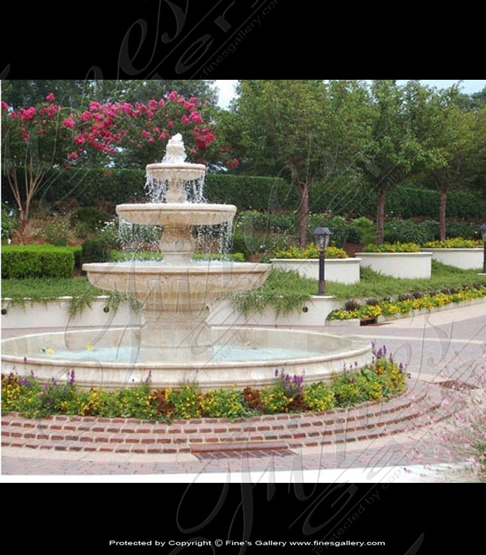 Marble Fountains  - Tuscany Gardens Travertine Fountain - MF-1365