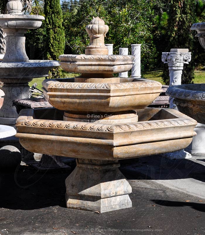 Marble Fountains  - 3 Tiered Granite Hexagon Fountain - MF-1382