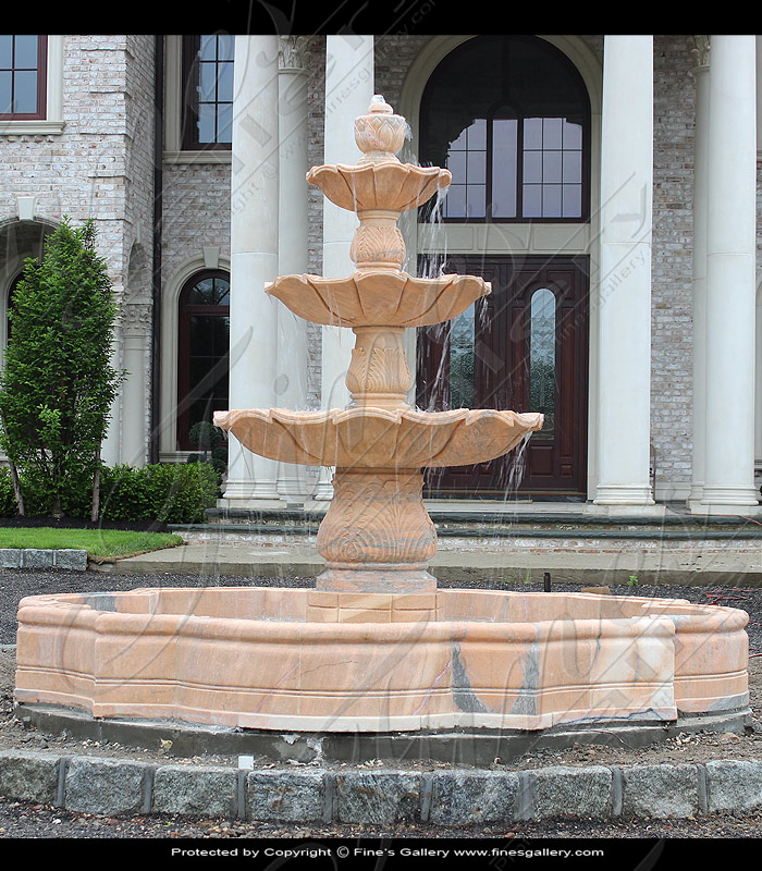 Marble Fountains  - Tuscan Gardens Beige Travertine Fountain - MF-1563