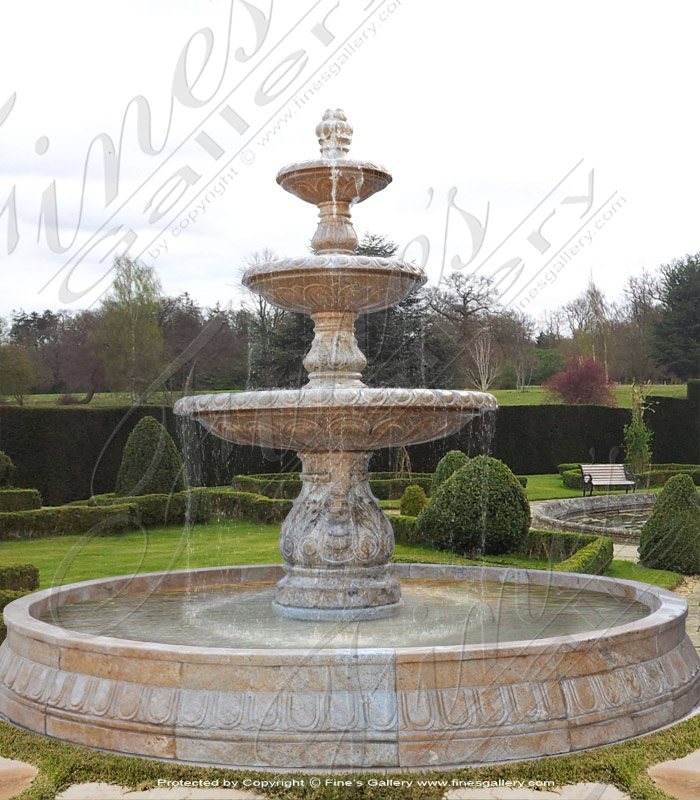 Marble Fountains  - Three Tiered Antique Gold Granite Fountain  - MF-1178