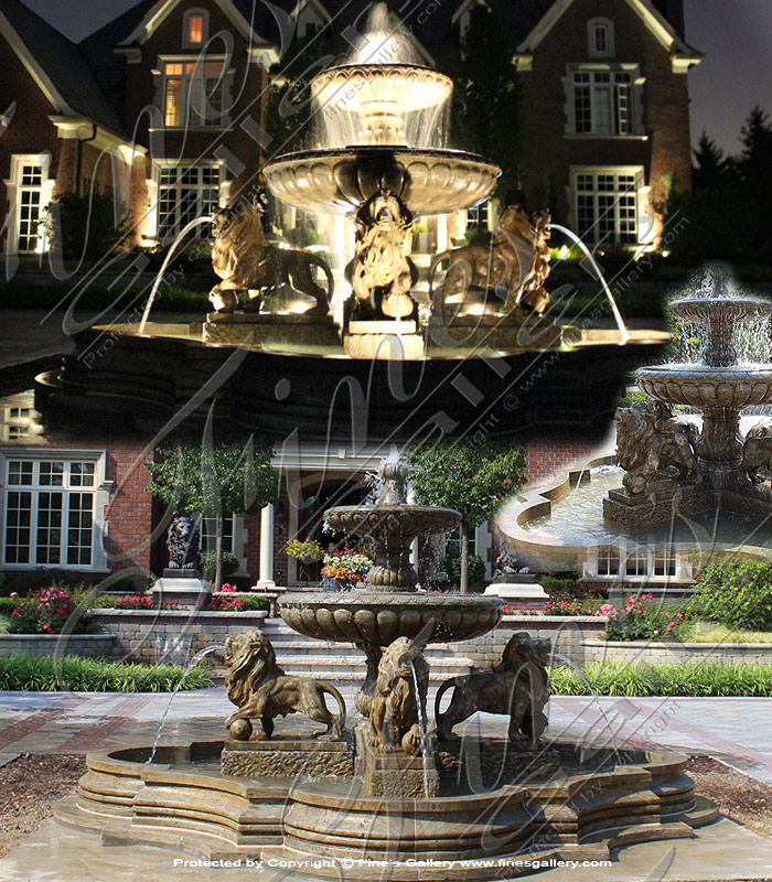 Search Result For Marble Fountains  - Lions Marble Fountain - MF-1161