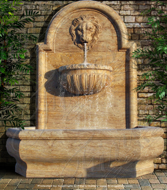 Marble Fountains  - Large Lion Head Wall Fountain - MF-416