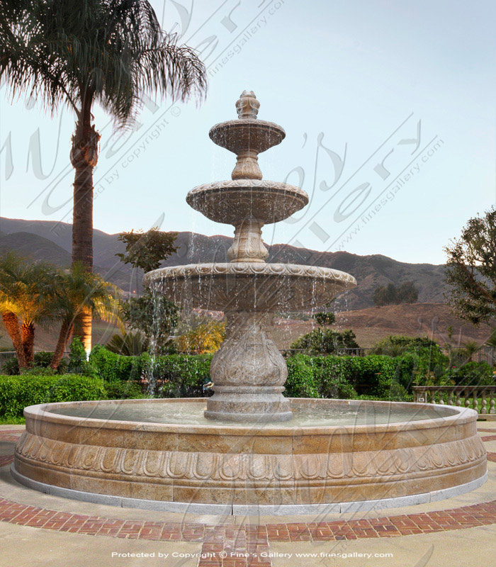 Marble Fountains  - Three Tiered Antique Gold Granite Fountain  - MF-1178