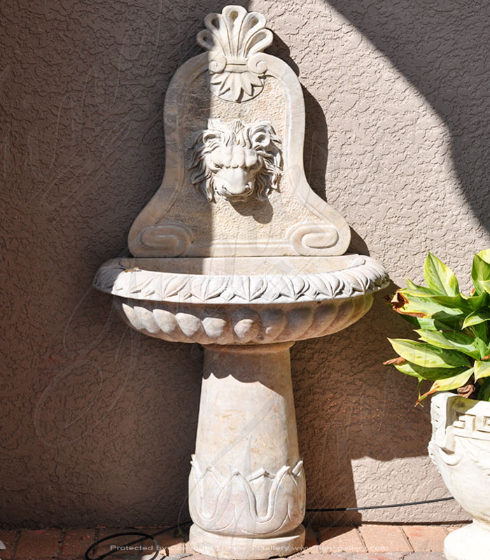 Marble Fountains  - Simple Lion Head Wall Fountain - MF-1471