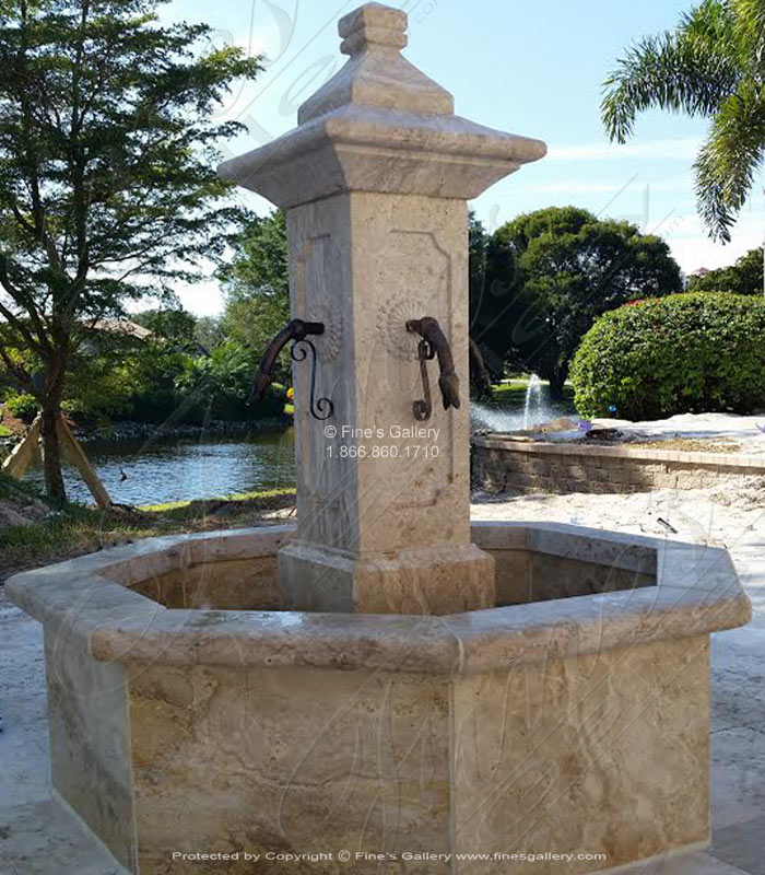 Marble Fountains  - French Countryside Travertine Fountain - MF-1528