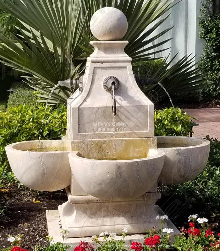 Transitional French Travertine Fountain