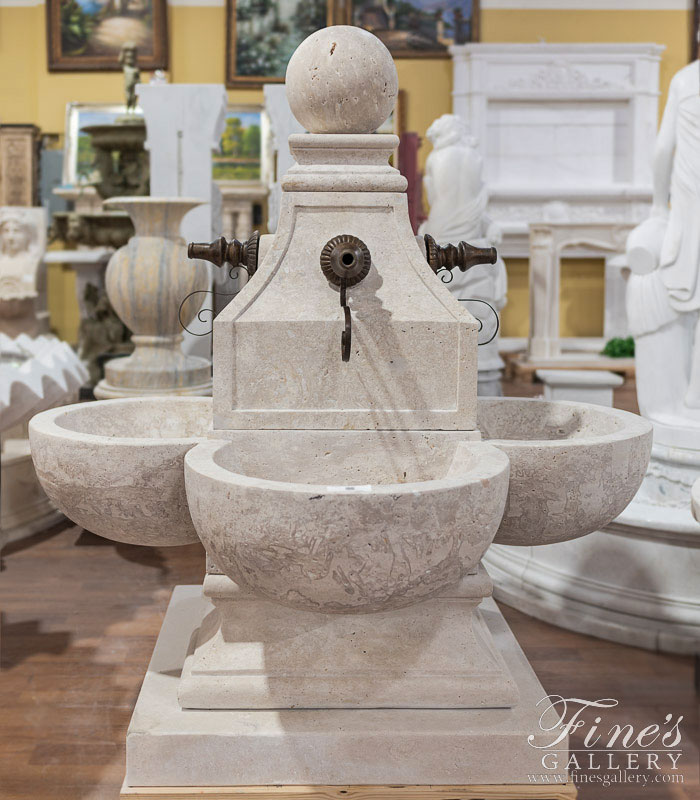French Style Fountain in Light Travertine