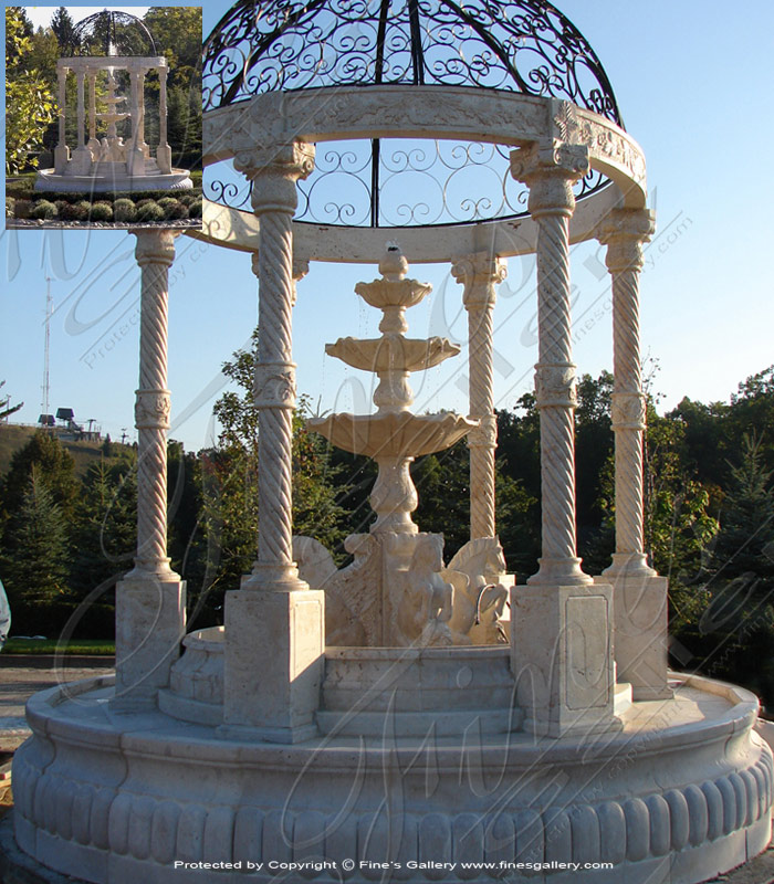 Marble Fountains  - Extra Large Outdoor Fountain In Antique Marble - MF-1543