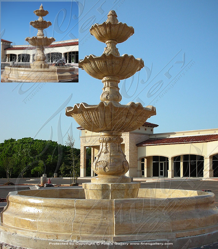 Marble Fountains  - Large Outdoor Tiered Fountain In Antique Marble - MF-1545