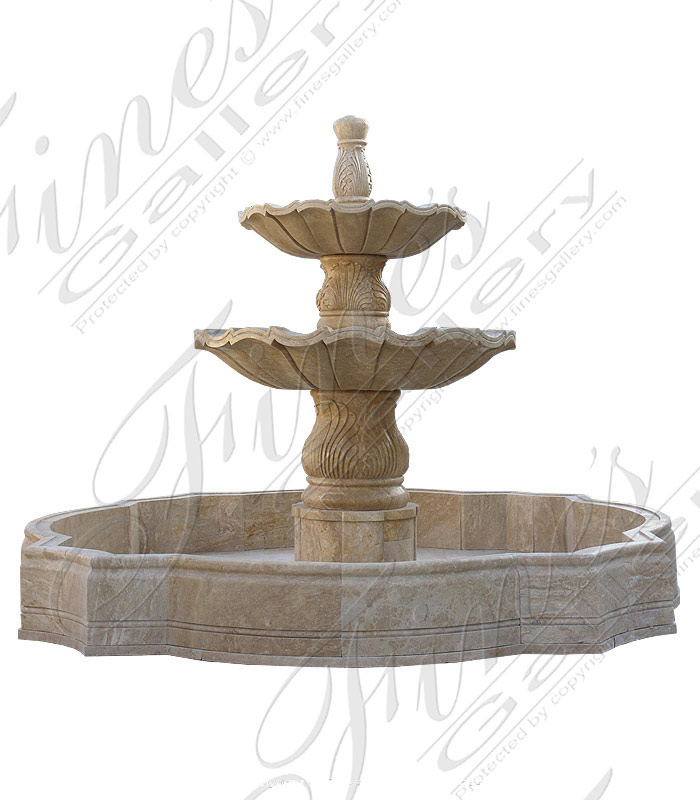 Marble Fountains  - Palm Beach FL Cream Marble Fountain Feature - MF-948