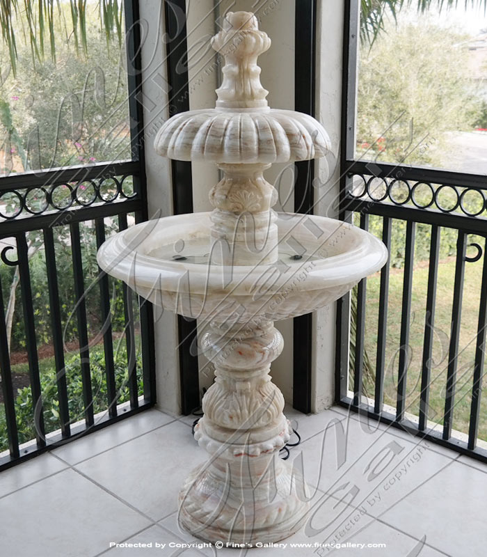 Search Result For Marble Fountains  - Pure White Onyx Lanai Fountain - MF-1594