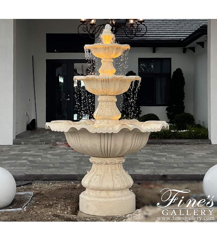 Marble Fountains  - Refined Light Cream Marble Fountain - MF-1607
