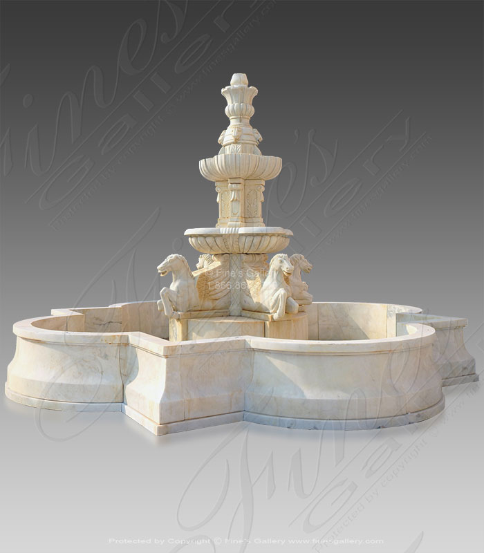 Marble Fountains  - Roman Horses Marble Fountain - MF-1002