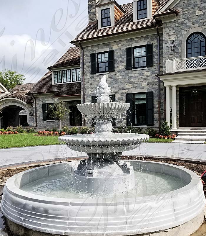 Search Result For Marble Fountains  - Scalloped Edge Marble Fountain - MF-1631