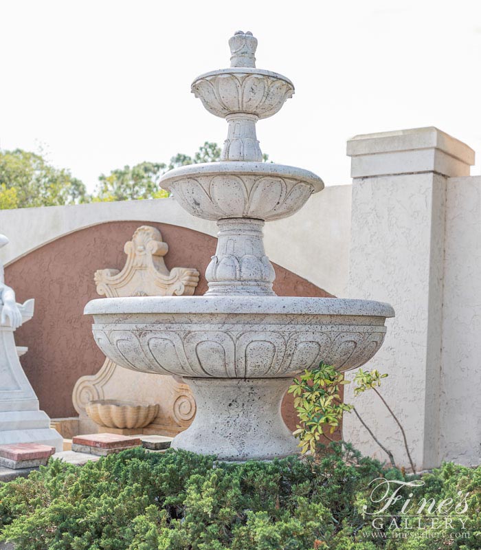 Search Result For Marble Fountains  - Tiered Limestone Fountain - MF-664