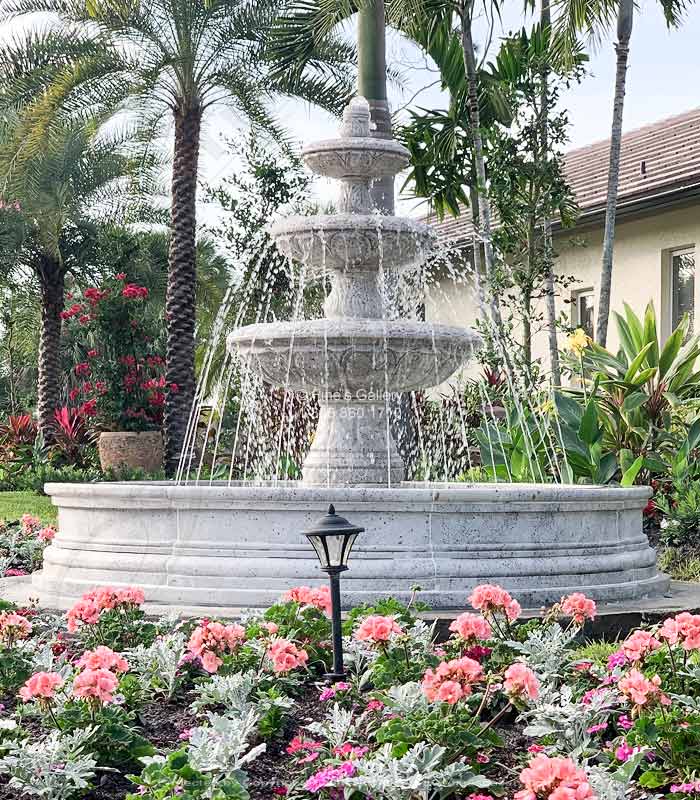 Marble Fountains  - Coral Gables Travertine Motor Court Fountain - MF-1099