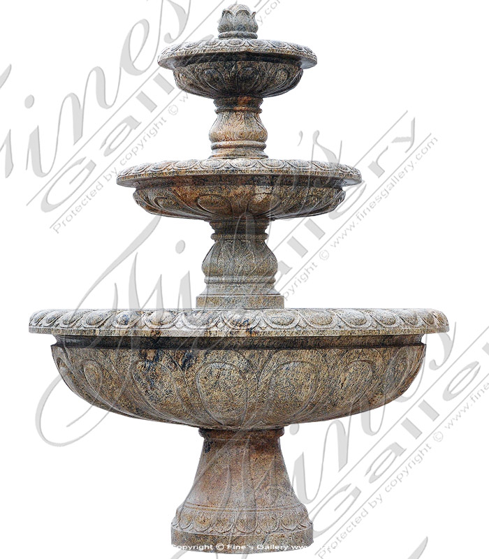 Marble Fountains  - Traditional Three Tiered Fountain In Granite - MF-1684