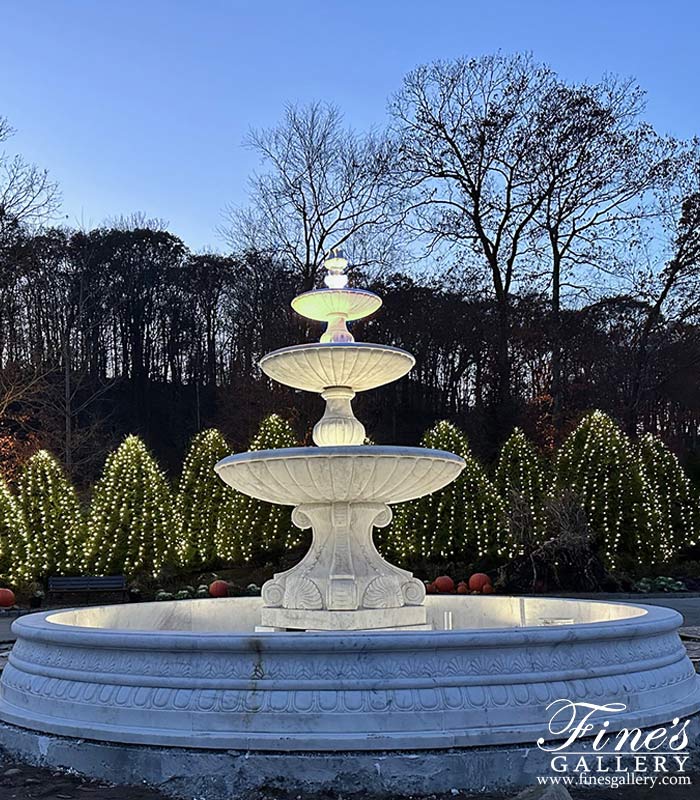 Marble Fountains  - Oversized Estate Fountain In Statuary White Marble - MF-1689