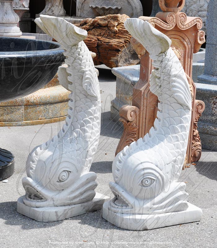 Marble Fountains  - Marble Fish Pair - MF-1695