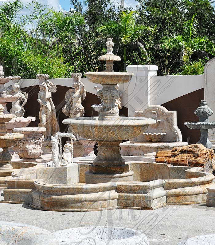 Marble Fountains  - Antique Gold Granite Garden Fountain - MF-1577