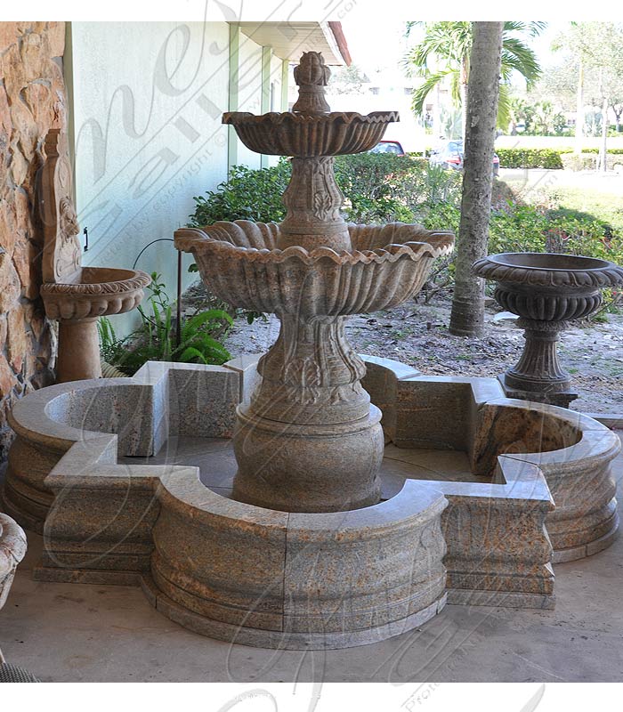 Marble Fountains  - Two Tiered White Marble Fountain - MF-1709